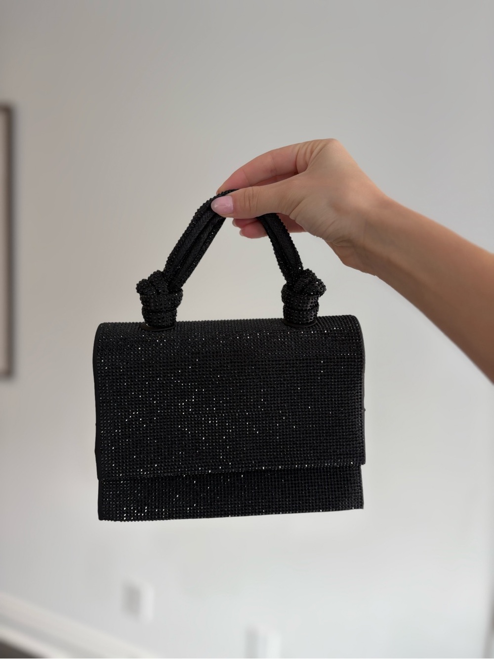 Zara Black Beaded Mini Top-Handle Bag